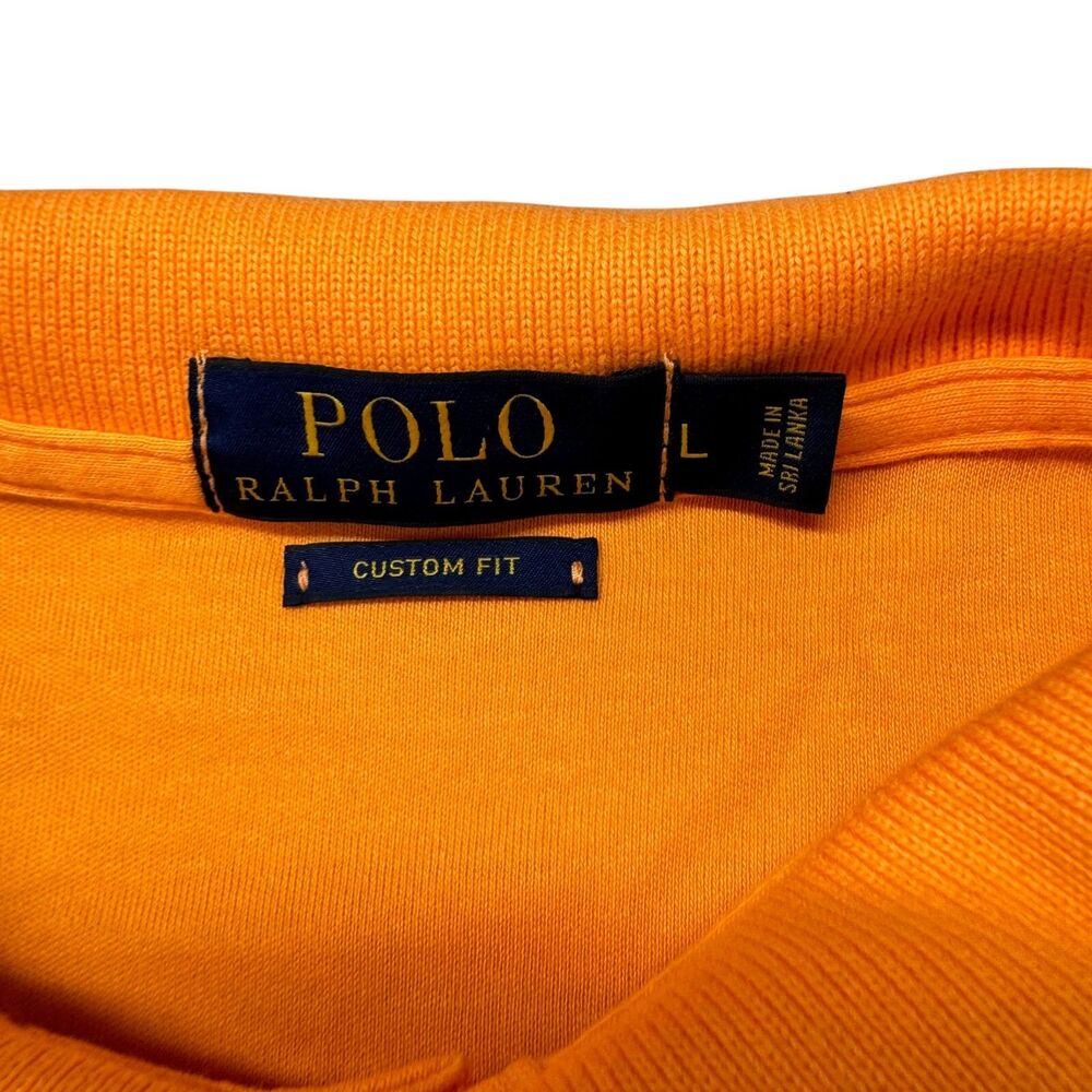 Polo Ralph Lauren Polo Shirt Men's Large Orange Short Sleeve Pony Custom Fit Top - Picture 3 of 11